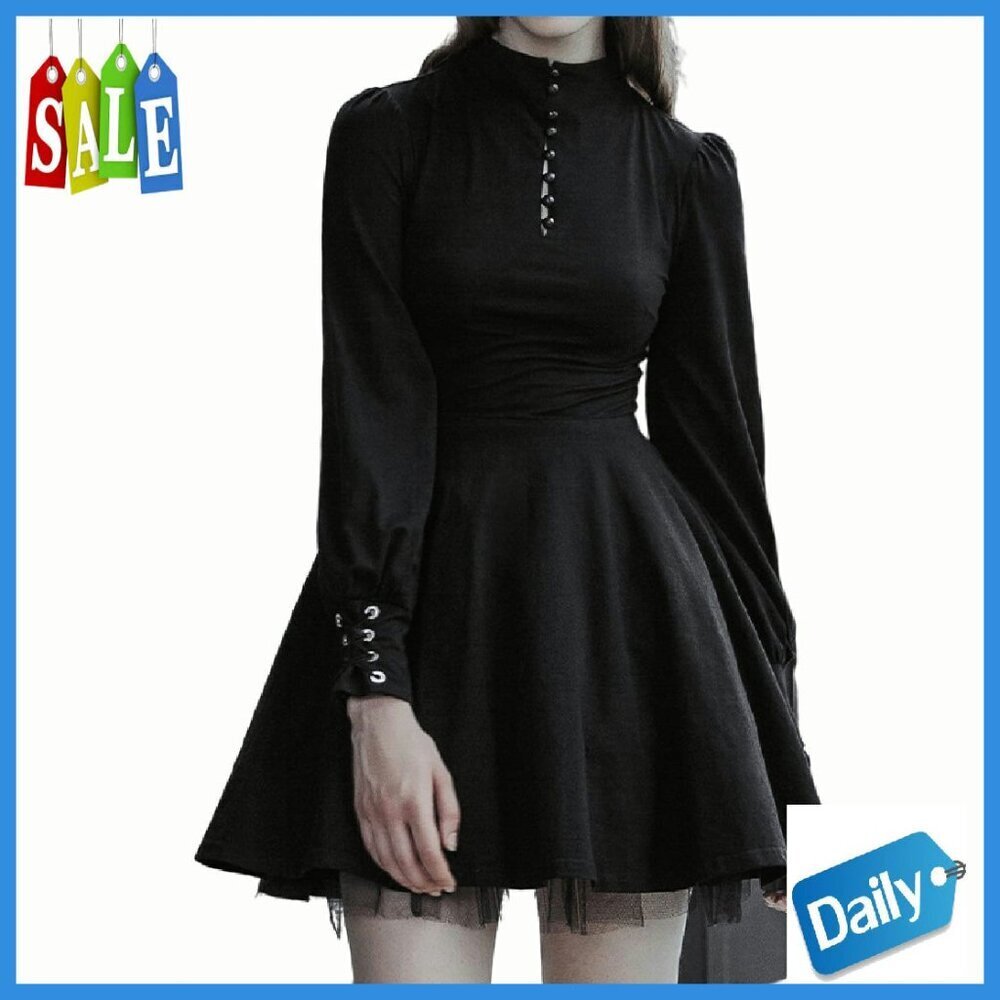 Long Sleeve A-Line Pleated Dress with Button Waist for Prom Cocktail